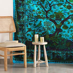 Popular Handicrafts Tapestry Wall Hanging Tree of Life Hippie Mandala Bohemian Hippy Kaleidoscopic Intricate Floral Design Indian Tapestries Bedspread 84x90 Inches,(215cm x 230cm) Turquoise - color: Turquoise, size: 90"L x 84"W