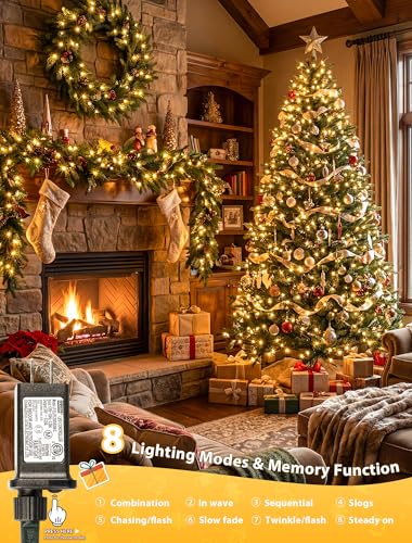 Hopolon String Lights Indoor Outdoor, 33 FT 100 LED Christmas Lights Waterproof, Connectable Green Wire Twinkle Fairy Lights Plug in for Wedding Party Patio Spring Decor (Warm White) - color: Warm White, size: 100 LED