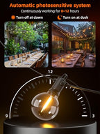 Kawaya Outdoor Solar String Lights, IP65 Waterproof Shatterproof Edison Hanging Lights with USB-Charging LED Solar Patio Light for Yard Fence Porch Camping Party and Garden Decor - size: 50FT-New