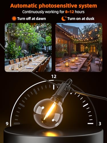 Kawaya Outdoor Solar String Lights, IP65 Waterproof Shatterproof Edison Hanging Lights with USB-Charging LED Solar Patio Light for Yard Fence Porch Camping Party and Garden Decor - size: 50FT-New