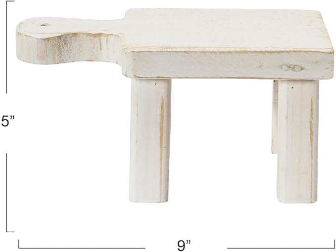 Decorative Textured Wood Pedestal, White