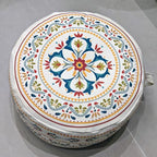 MOCOFO Round Bohemian Ottoman Pouf Cover, 18 Inch, Cotton Blend, Church Window Print, Living Room Storage Footrest, Cover Only (Little Wild) - color: Little Wild