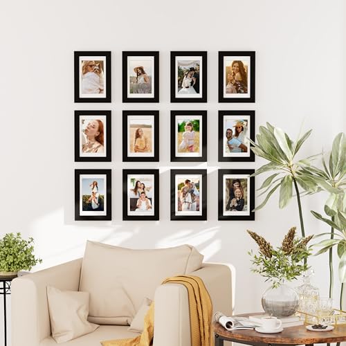 decorUhome 4x6 Picture Frame Set of 10, Display Photos 3.5x5 with Mat or 4x6 Unmatted for Picture Frames Collage Wall Decor, Black - color: Black, size: 4x6