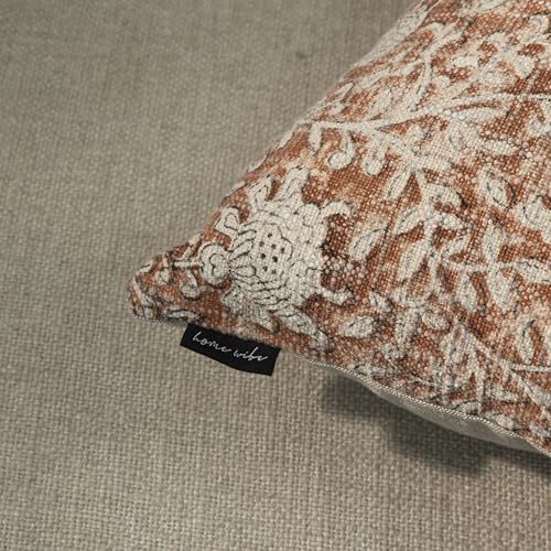 Handblock Printed Vintage Indian Cotton Decorative Throw Pillow Covers, Set of 2 (Brick Brown, 18" x 18" (Pack of 2)) - color: Brick Brown, size: 18" x 18" (Pack of 2)