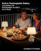 UMEXUS 13” Small Ceramic Cordless Table Lamp with Timer, Dimmer, Linen Shade, Remote Control, Rechargeable Battery Light for Patio Nightstand Kitchen Counter Living Room Side Table, Bulb Included - size: Small-13"H-Rope accent design