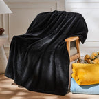 NEWCOSPLAY Super Soft Queen Blanket Black Premium Silky Flannel Fleece Leaves Pattern Lightweight Bed Blanket All Season Use (Black, Queen(90"x90")) - color: Black, size: Queen(90"x90")