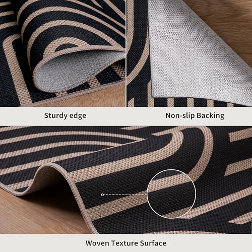 Tangsoo Modern Easy Jute 2x3 Outdoor Washable Rug for Entryway,Non-Slip Black Rug Farmhouse Small Throw Mats Neutral Indoor Floor Carpet for Entrance Front Porch Foyer Decor - color: Black Six Rainbow, size: 2x3ft