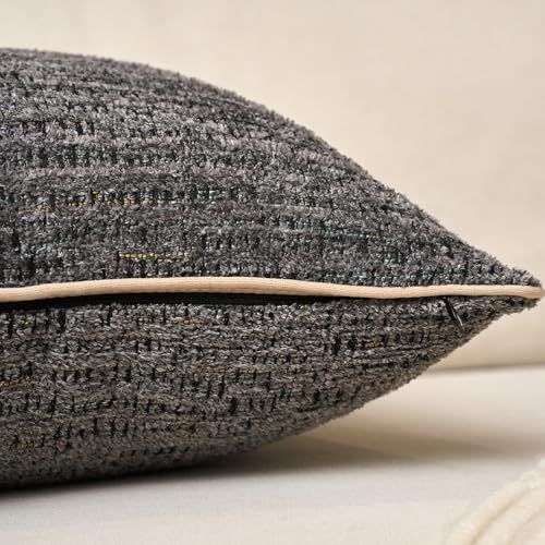 Yangest Chenille Pillow Cover 18 x18 Inches, Thick Textured Square Throw Pillow Cover Farmhouse Modern Soft Accent Couch Neutral Pillow Cover for Living Room Bedroom, Gray - color: Grey, size: 18" x 18" (Pack of 1)