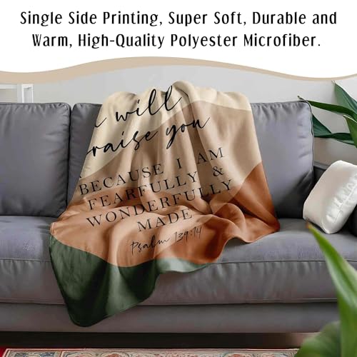 HIWX Christian Blanket, Religious Christian Gifts for Women, Faith Based Gifts, Psalm 139:14 Bible Verse Boho Throw Blanket for Couch Bed Sofa Living Room Bedroom Decor, 30x40 Inches - color: Mountain, size: 30“L x 40”W
