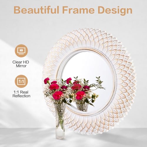 Round Decorative Wall Mirror, White Circle Mirror for Bedroom, Entryway, Living Room, Decorative Modern Wall Decor - color: White