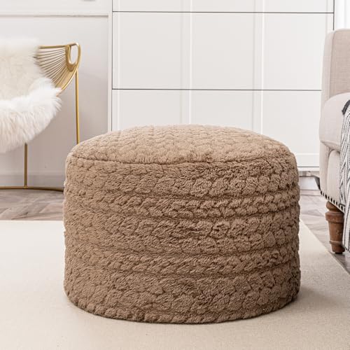 Asuprui 20x14 Inch Unstuffed Ottoman Pouf Cover – Lightweight Foot Rest, Floor Bean Bag Chair, Storage Pouf for Living Room, Bedroom & Balcony (Filler Not Included) (Light Coffee) - color: Light Coffee