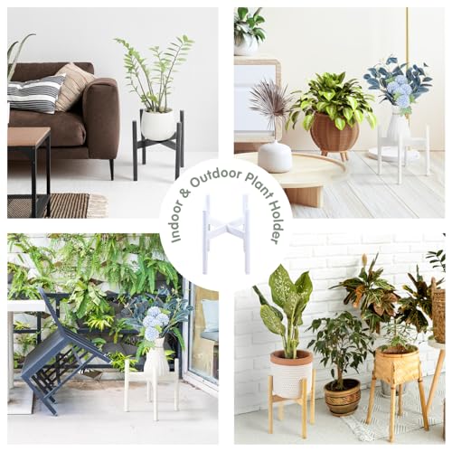 Wood 11.9" x 12.5" Plant Stand Indoor Outdoor, Wooden Single Floor Plant Pot Holder, Natural Plant Stand, Assembly Required (Excluding Potted Plants) - color: White, size: 12.5" H x 11.9" W