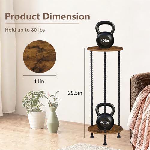 YINMIT Plant Stand Indoor, 2 Tier Plant Stand, 29.5" Tall Metal Spindle Poles Plant Stands, Corner Flower Pot Stand, Plant Tables Indoor, Planter Pot Holder for Balcony Garden Patio Living Room (29.5 In) - color: Brown, size: 29.5 In