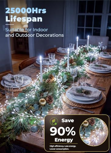 Flowing Fairy Lights Plug in with 14 Modes, 10FT 388LED Twinkle String Lights Indoor, Christmas Tree Lights Indoor Waterproof for Bedroom Christmas Home Room Decor, Cool White - color: Cool White, size: Flowing - 1pc