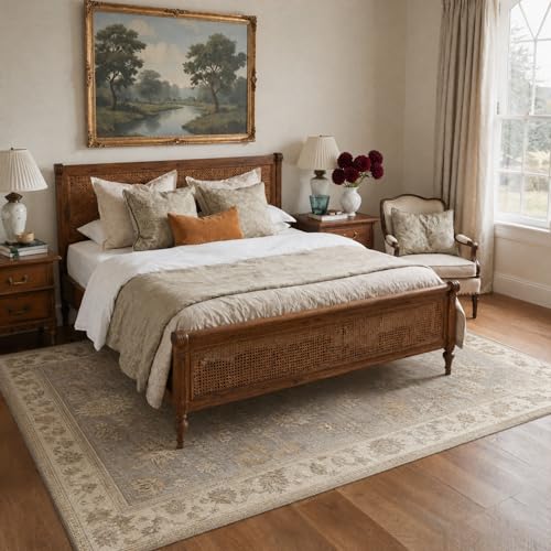 Bavni 2x3 Entryway Rug Bathroom Rugs for Front Door Bedroom Bathroom Kitchen, Washable Vintage Oriental Floral Carpet, Lightweight Rug with Non Slip Backing, Warm Gray - color: Warm Gray, size: 2' x 3' (Rectangular)