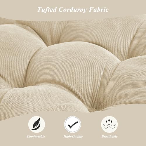 Meditation Floor Pillow 22×22 Inch 2 Pack Large Floor Cushions for Adults Square Tufted Corduroy Floor Pillows for Yoga Living Tatami Room Beige - color: Beige