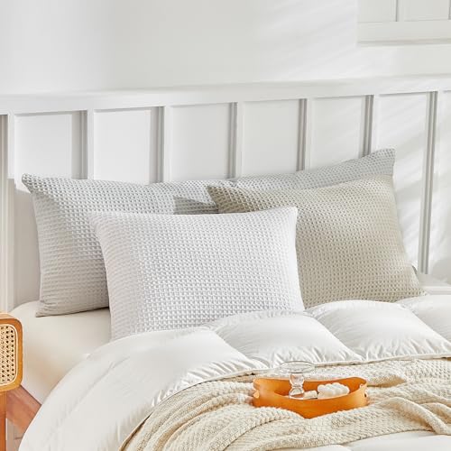 WARMDERN Waffle Weave Pillowcases Body Size 1 Pack Pillow Cases Soft Microfiber Pillow Case Covers Set of 2 Boho Woven Textured Pillowcase with Envelope Closure(Light Grey, Body, 20x54 Inches) - color: Light Grey-waffle Weave, size: 20" x 54" (Pack of 1)
