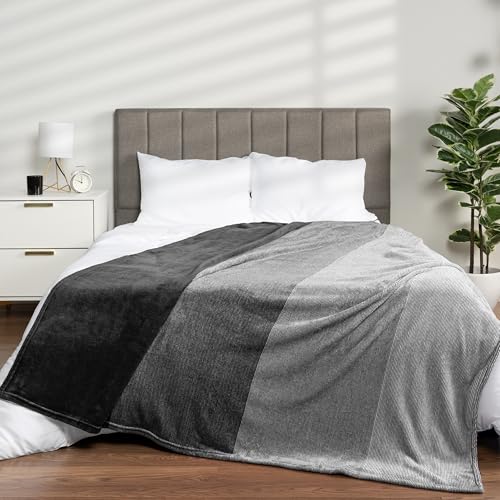 PAVILIA Black Ombre Fleece Throw Blanket for Couch Sofa Bed, 50x60 - color: Gradient - Black, size: 50 x 60 Inches - Throw