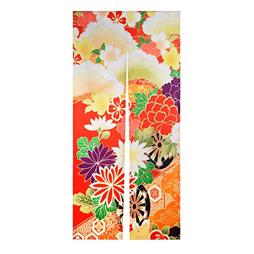 LIGICKY Japanese Style Doorway Curtain Noren Cotton Linen Retro Flowers Printed Window Treatment Hanging Door Tapestry for Home Decoration 33.5" Width x 70.9" Long, Colourful - color: Retro Flowers, size: 33.5"W x 70.9"L (Pack of 1)