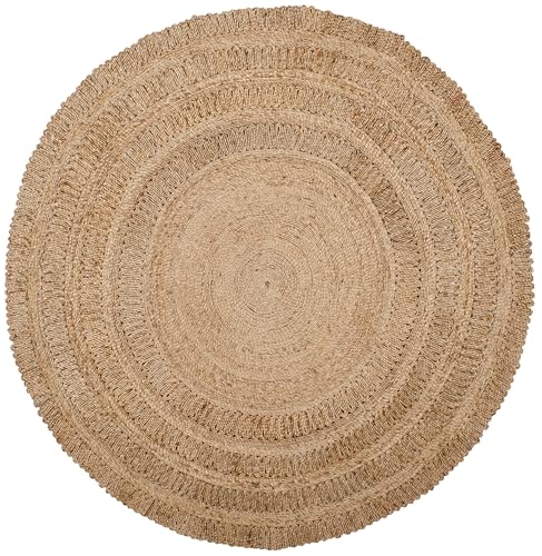 SAFAVIEH Natural Fiber Round Collection 6' Round Natural NF356A Handmade Boho Charm Farmhouse Jute Area Rug - size: 6' (Round)