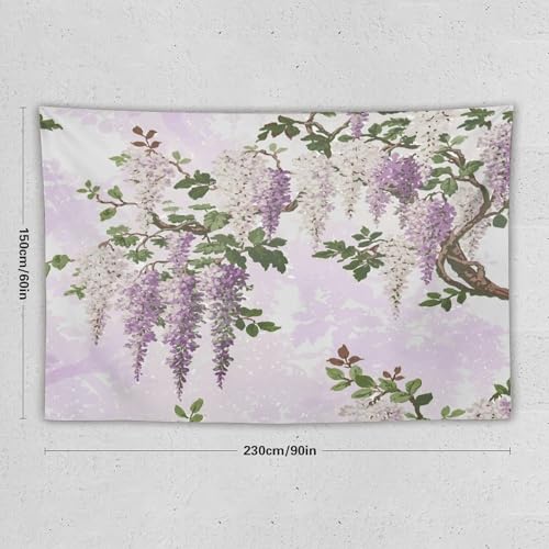 HZOHNAGO Lavender Flower Tapestry Fantasy Purple Floral Green Leaves Botanical Pattern Printed Wall Tapestry Wall Hanging for Bedroom Living Room Dorm 90" W x 60" H - color: Lavender-1, size: 90"L x 60"W