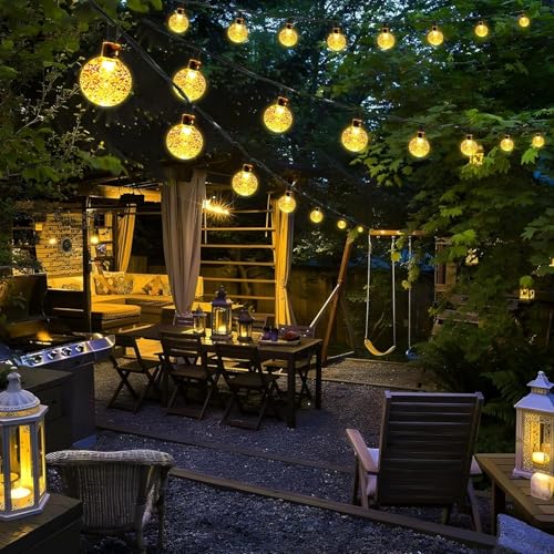 Solar String Lights Outdoor Waterproof, 1 Pack 50 LED 2.3CM 23 FT Each, Solar Powered Patio Lights with 8 Lighting Modes for Garden Yard Porch Wedding Party.. (Warm Color) - color: warm color