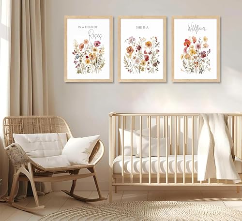 3psc Framed Floral Wall Art Watercolor Paintings On Canvas Depicting Flowers Plants And Poems Wildflower Poster Print Art Suitable For Farmhouses Bedrooms and Home DéCor 12x16 Inches - color: MEIGUIYEHUA, size: 16"L x 12"W