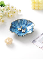 Lotus Leaf Shape Ring Holder Dish, Small Key Bowl, Ceramic Trinket Tray Jewelry Dish Organizing Necklace Earrings for Mom Friend Sister. All Jewelries Are NOT Included. Light Blue. - color: Light Blue-Lotus