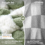 Snuggle Sac Faux Fur Checkered Blanket Twin Size with Soft Knitted Microfiber,Cozy Soft Warm Blanket for Sofa Bedroom Living Room,St Patricks Day Gift,Sage Green Checker,60x80 inches - color: Green White, size: Twin(60"x80")