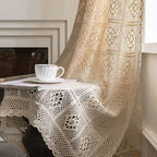 Rustic Crochet Curtains for Living Room Farmhouse Hollow Knitted Lace Curtain Panels for Bedroom Rod Pocket Boho Cotton Window Drapes for Doorway 1 Panel W39 X L71 Inch - size: 39"W x 71"L (Pack of 1)