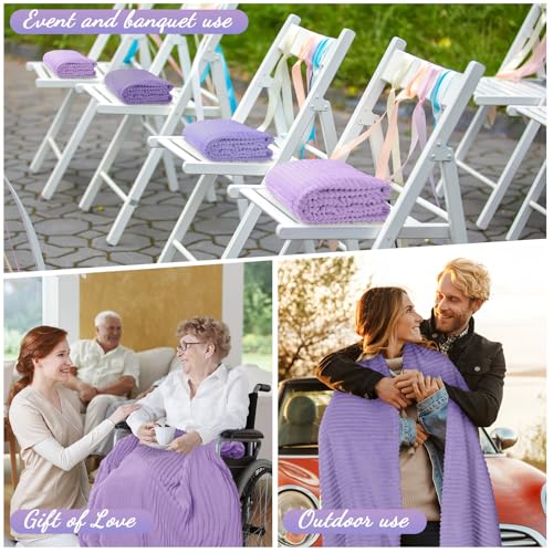 Buryeah 12 Pcs Flannel Throw Blanket Bulk 50 x 60 in Sleepover Blanket Outdoor Wedding Throw Lightweight, Oeko-tex Standard 100 Certified for Sofa Homeless Gifts (Purple Series) - color: Purple Series