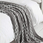 BOURINA Fluffy Chenille Knitted Fringe Throw Blanket Lightweight Soft Cozy for Bed Sofa Chair Throw Blankets Grey 60" x 80" - color: A-grey, size: 60"×80"
