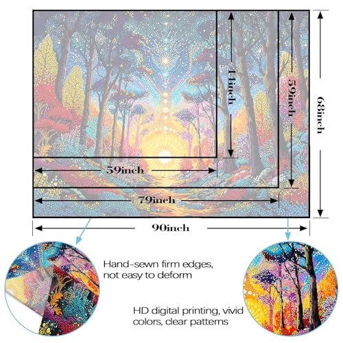 Lunerfex Colorful Woodland Path Wall Tapestry, Trippy Forest Stream Tapestries for Home Decor, Mystical Tapestry 80x60 Inch - color: Multi Pastel, size: 80"L x 60"W
