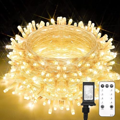 suddus Indoor String Lights with Remote, Warm White Christmas Lights Plug in with Timer, 33ft 100 LED Twinkle Fairy Lights for Bedroom Dorm Xmas Tree Wreath Wedding Garden Party Outdoor Decorations - color: Warm White, size: 100LED