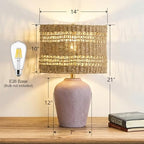 Maxax 21" Boho Table Lamp for Bedroom, Farmhouse Ceramic Bedside Lamp with Woven Rattan Shade, 3 Way Dimmable Coastal Rattan Bedroom Lamp for Nightstand Office Home - color: Dark gray