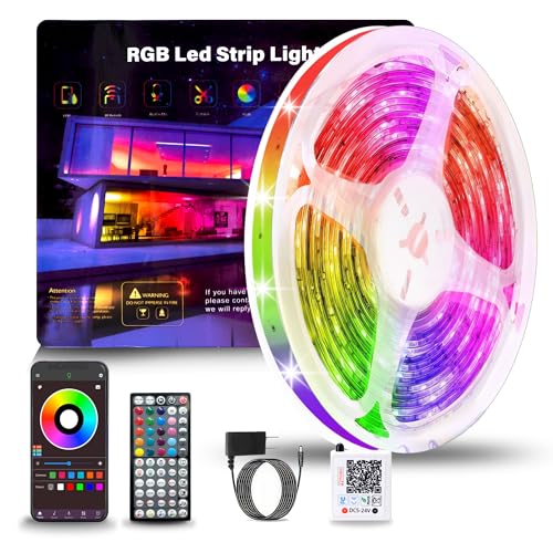 NBBUFF Led Lights for Bedroom 65.6ft (1 Roll), Color Changing RGB Led Strip Lights with 60 Keys Remote and App Control, Music Sync Led Lights for Room Kitchen Party Home Decor - size: 65.6 ft