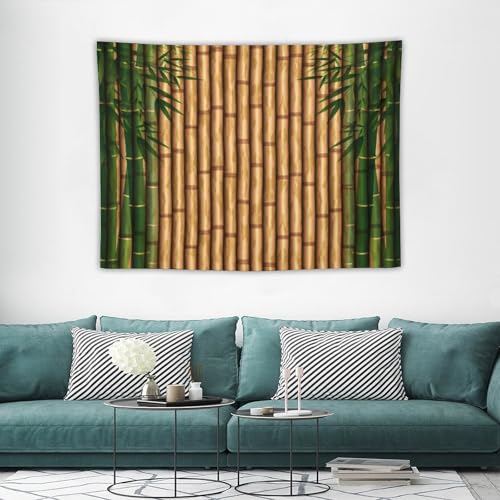 HZOHNAGO Bamboo Tapestry Retro Brown Bamboo Green Leaves Pattern Printed Wall Tapestry Painting Wall Hanging for Bedroom Living Room Dorm 40" W x 30" H - color: Bamboo-3, size: 40"L x 30"W