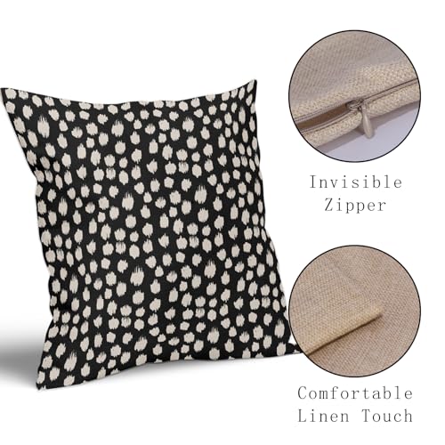 Sweetshow Black Cream Dots Pillow Covers 16x16 Set of 2 Boho Design Polka Dot Throw Pillows Modern Trendy Print Outdoor Decorative Pillowcase Square Linen Cushion Cases Decor for Sofa Couch Bed - color: Black Cream Dots, size: 16" x 16" (Pack of 2)