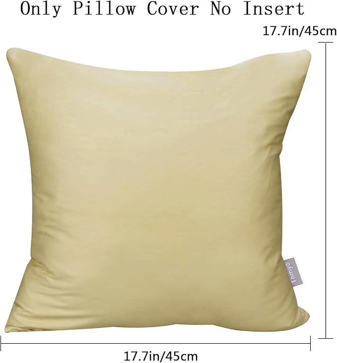 Thmyo 4-Pack 100% Cotton Comfortable Solid Decorative Throw Pillow Case Square Cushion Cover Pillowcase Sublimation Blank Khaki DIY Throw Pillowcas(18x18 inch/45x45cm)(Only Covers,Not Inserts)