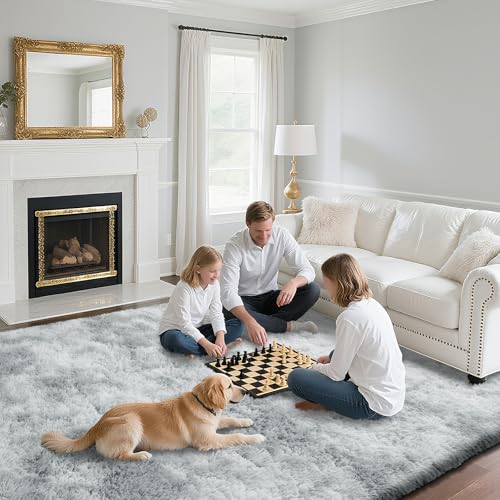 Fluffy Rug Shag Area Rug, Mottling Grey 2x4 Area Rugs for Bedroom, Small Bedside Rug, Soft Fluffy Shag Entryway Throw Rugs for Living Room Bedroom Room Home Decor - color: Mottling Grey, size: 2' x 4' (Rectangular)