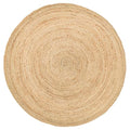 HOMEMONDE Handwoven Jute Area Rug - 5 feet Round Natural Yarn Loom Braided Rug - Eco-Friendly Boho Farmhouse Reversible Design for Bedroom, Living Room, and Kitchen - size: 5' (Round)
