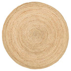 HOMEMONDE Handwoven Jute Area Rug - 5 feet Round Natural Yarn Loom Braided Rug - Eco-Friendly Boho Farmhouse Reversible Design for Bedroom, Living Room, and Kitchen - size: 5' (Round)