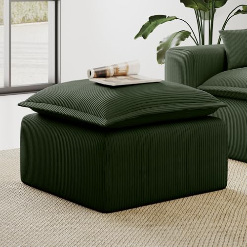 Green Corduroy Pouf for Modular Sectional Sofa, Matching Accessory for Living Room, Bedroom and Apartment - color: Green, size: Pouf (Ships in One Box)