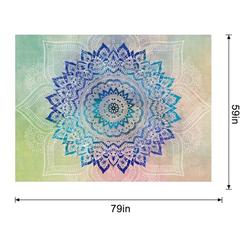 Bohemian Tapestry Large Mandala Wall Hanging Geometric Decorative Wall Art Colorful Wall Decor for Living Room - color: Kaleidoscope2, size: 79"L x 59"W