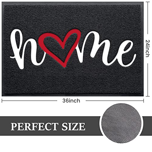 Door Mat, Welcome Mat Low Profile Floor Mat Front Doormat Indoor and Outdoor Doormat Non Slip Rugs for Entryway, Patio, High Traffic Areas (36"x24", Black-Home) - color: Black-home, size: 2' x 3' (Rectangular)