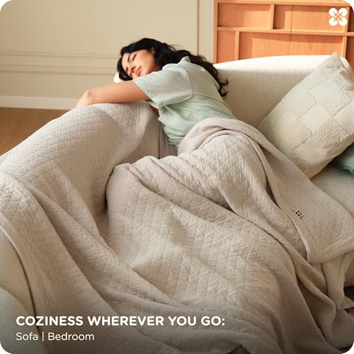 Bedsure 100% Cotton Muslin Blanket 8-Layer King, Breathable & Substantial Oeko TEX Gauze Bedding, PureWoven All-Season Moisture-Wicking Comfort, Softens After Wash, Linen Beige, 108"x90" - color: Linen Beige, size: King