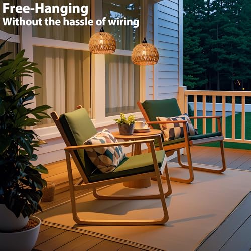 Battery Operated Hanging Outdoor Chandelier, Battery Power Pendant Light, Gazebo Lights Outdoor Waterproof, for Gazebo, Pergola, Porch, Patio, Indoor Outdoor Decor Lighting (2 Pack)