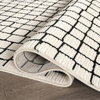 Abani Neutral Collection Cream Area Rug 8' x 10' for Living Room, Dining Room, Family Room - Modern Design - Durable & Easy to Clean - color: Squares, size: 8' x 10' (Rectangular)