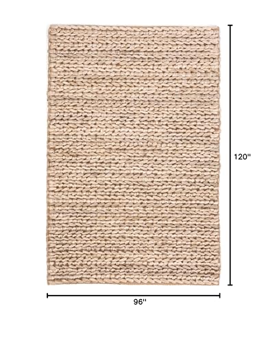 Dash and Albert Jute Area Rug - 7.5 X 9.5 Bleached Oak Solid Handwoven Accent Rug - Durable, Eco-Friendly, High Traffic Areas Hallway, Bedroom, Stairs - Premium Luxury Hotel Quality Soft Breathable - color: Jute Woven Bleached Oak, size: 7'6" x 9'6" (Rect