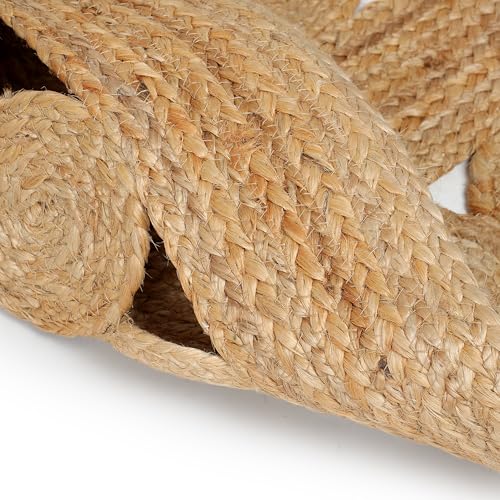 Hand Woven Jute Area Rug - 5' Round - Rustic Beige Reversible Farmhouse Rugs for Bedroom, Kitchen, Living Room - Vintage Natural Braided Entry Floor Décor Circle Boho 5 Foot Round Rug - color: Natural, size: 5' (Round)